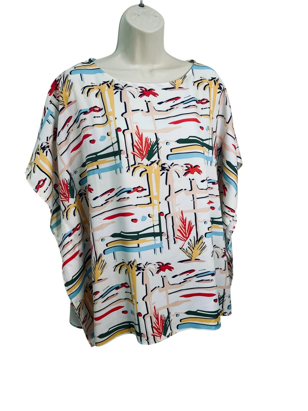 Crosby by Mollie Burch Multicolor Brushstroke Palm Beach Blouse Oversized